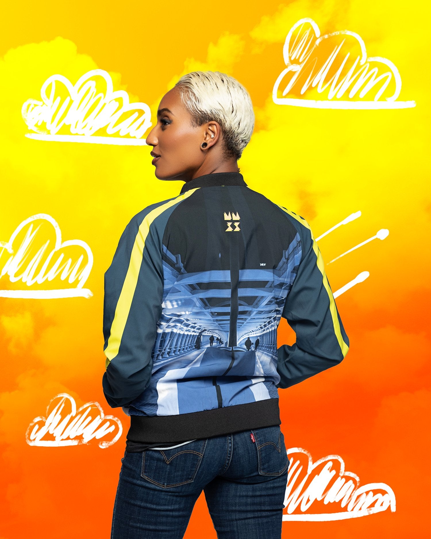 Common Skies Neon Tokyo Dad Jacket - Back View